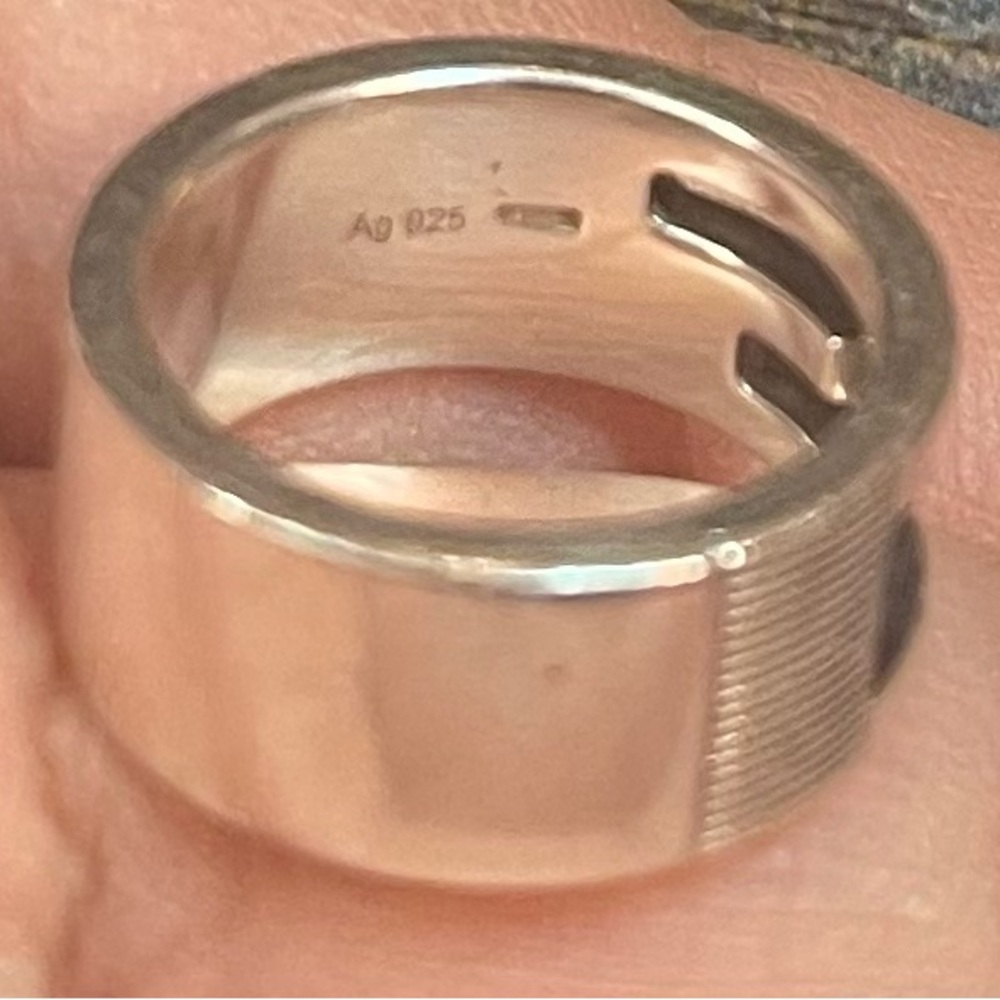 Gucci 92.5 Silver Ring Size 7 US 4 - Picture 5 of 10